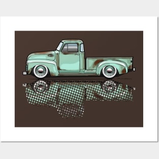 Light Green Vintage Truck Posters and Art